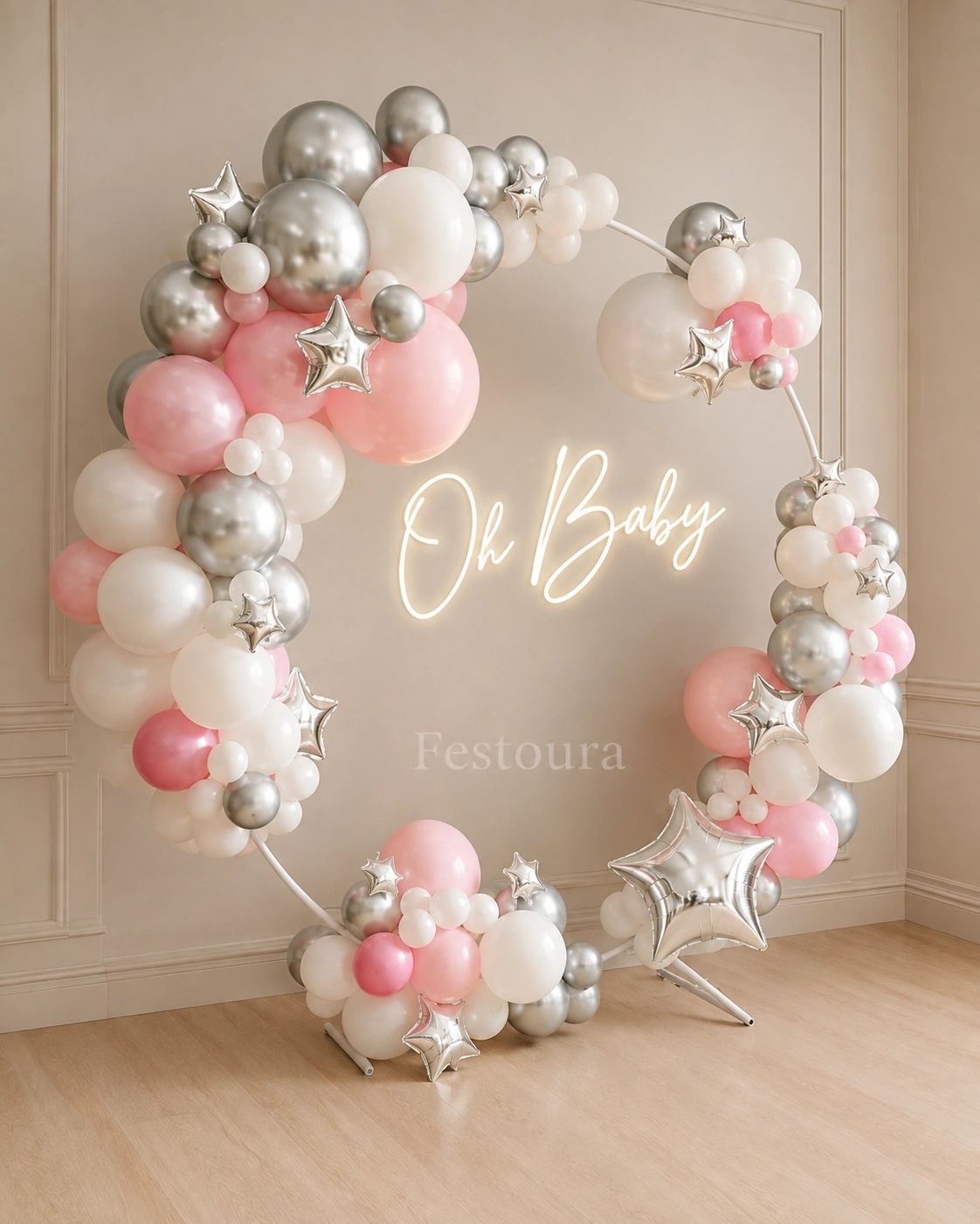 Modern Minimalist Circular Baby Shower Backdrop