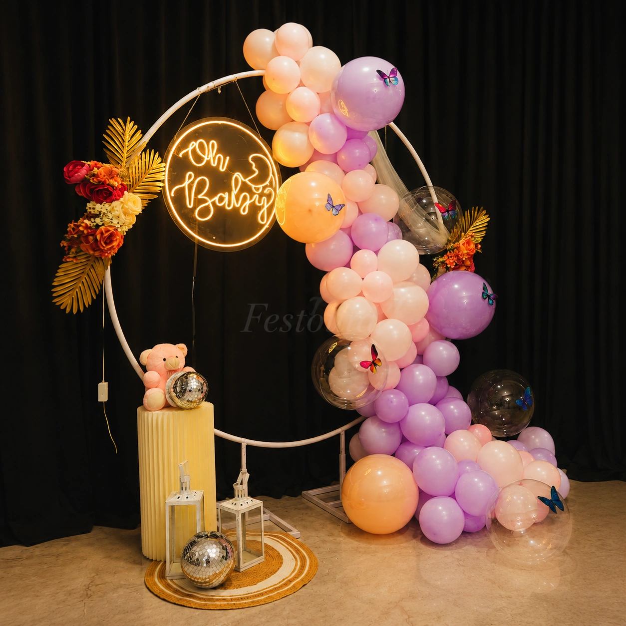 Pastel Butterfly & Neon Ring Backdrop