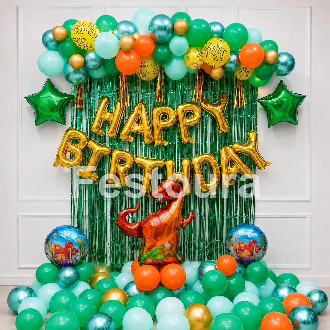 Golden Dinosaur Adventure Birthday Backdrop