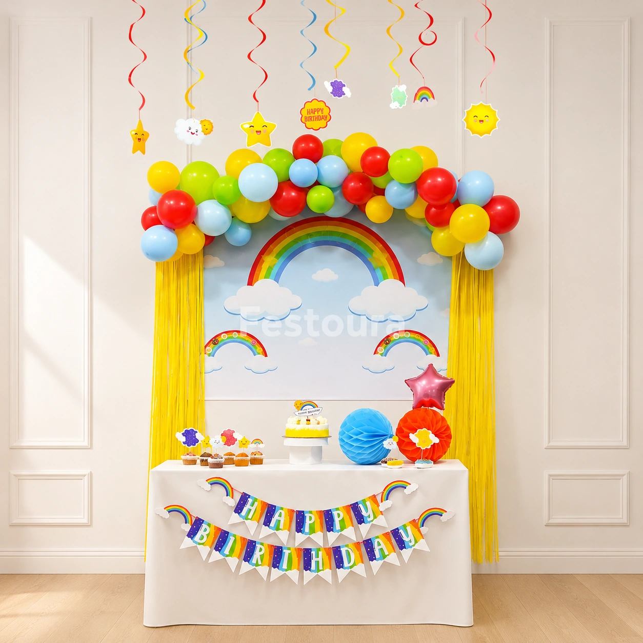 Chasing Rainbows Kids Birthday Decoration