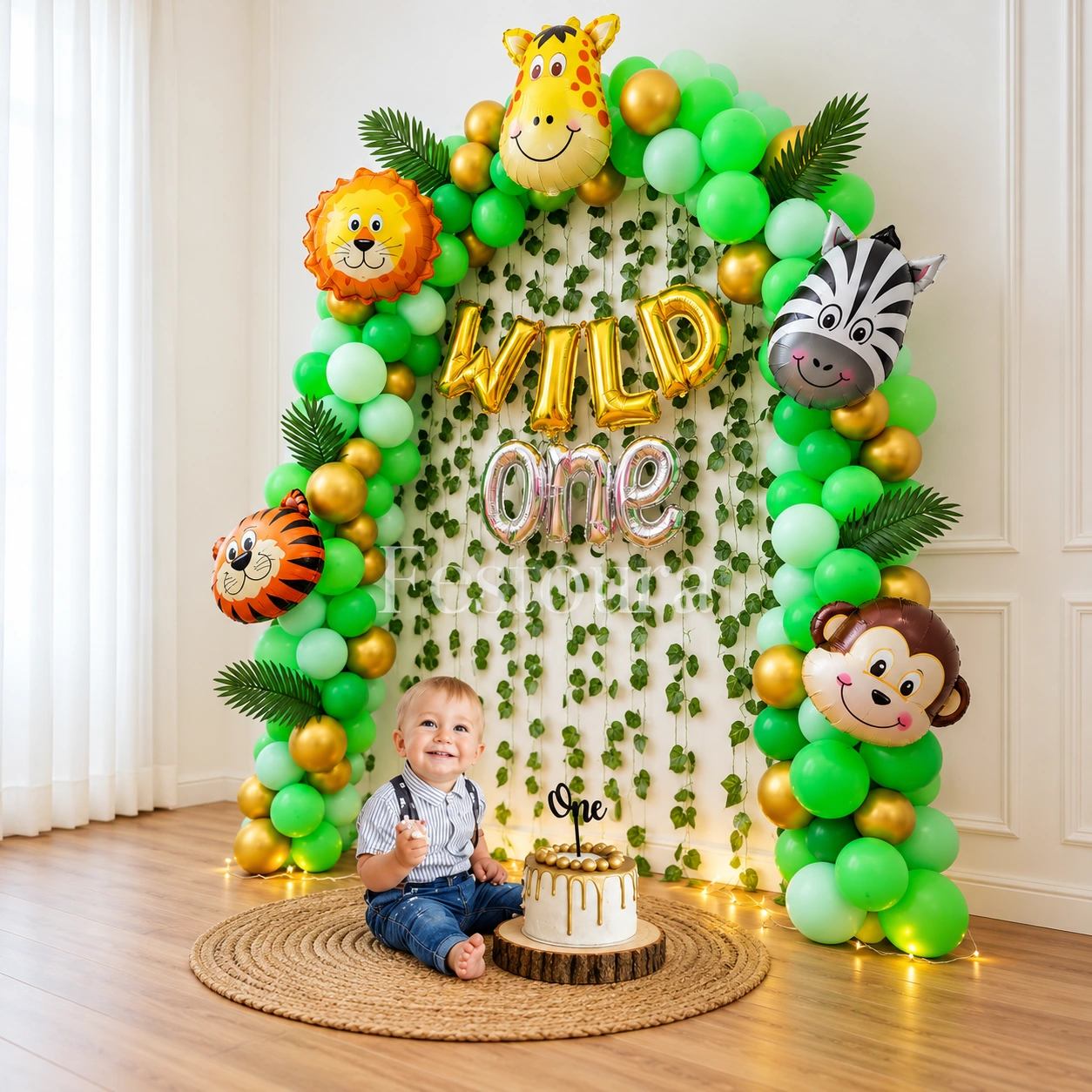 Wild One Jungle Birthday Backdrop