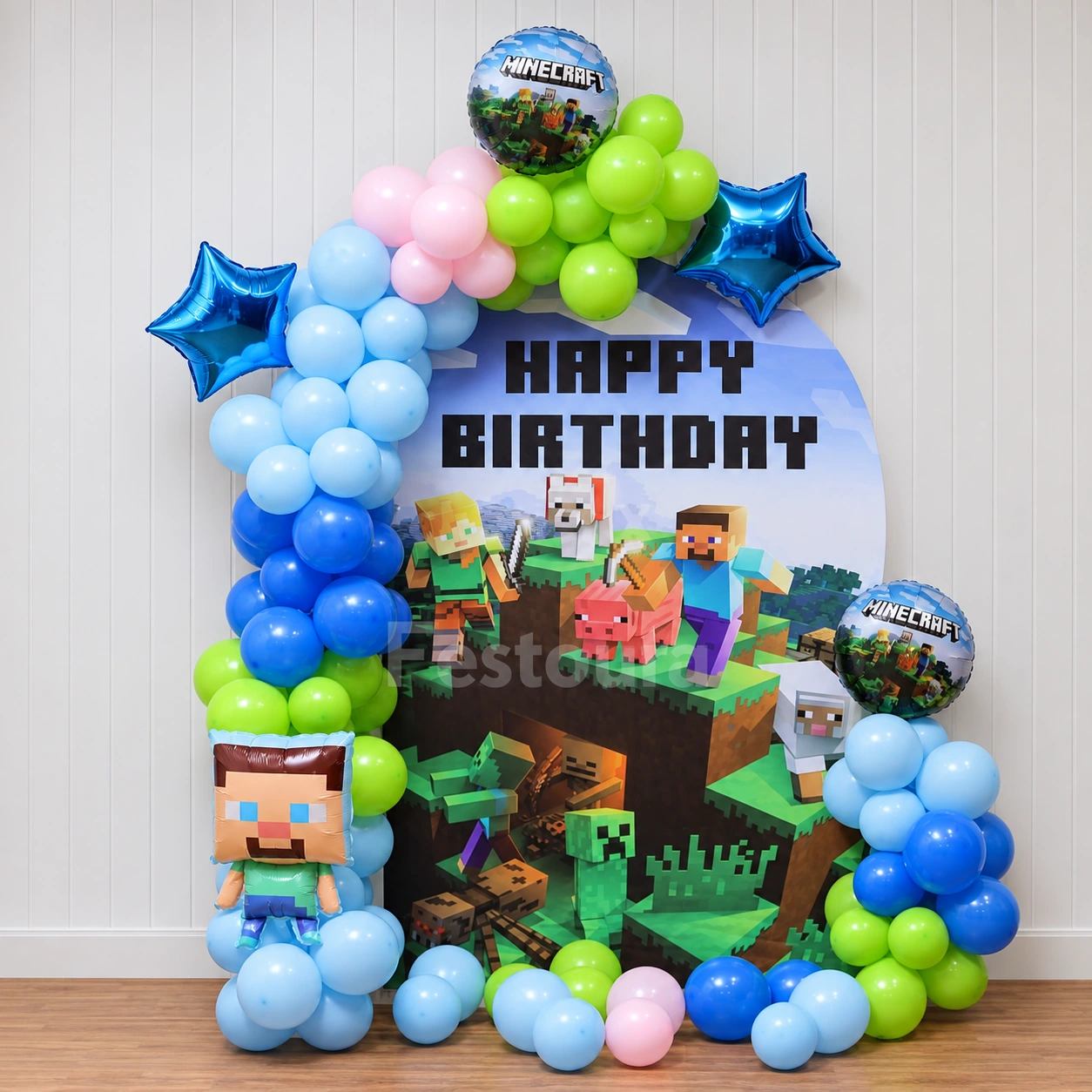 The Ultimate Minecraft Adventure Birthday Backdrop
