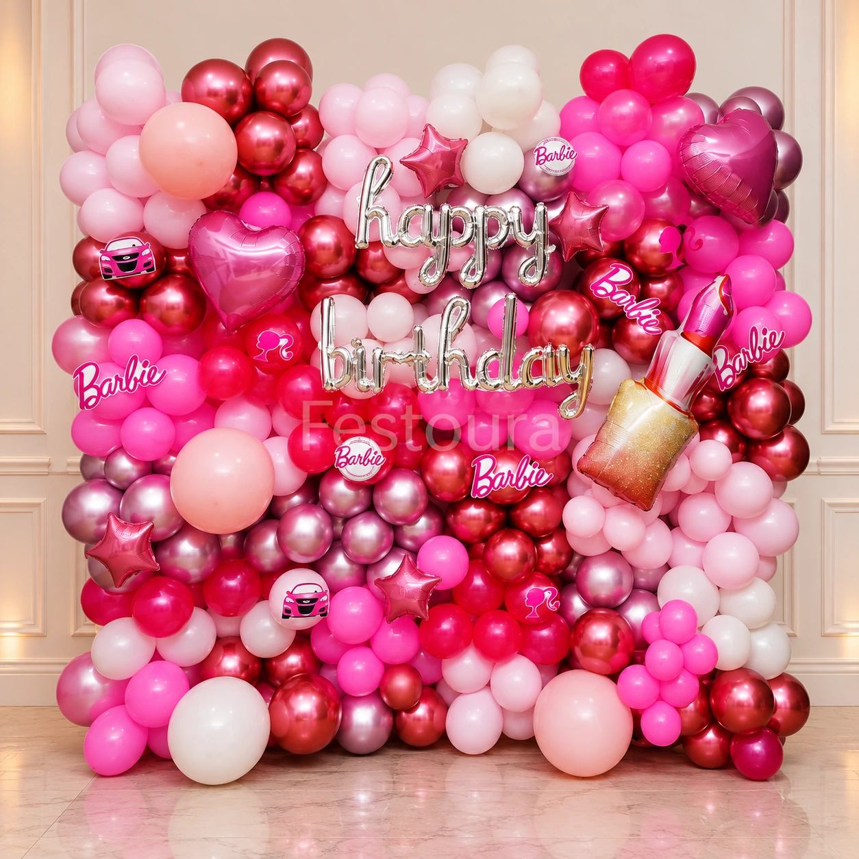 Barbie-Inspired Birthday Balloon Wall