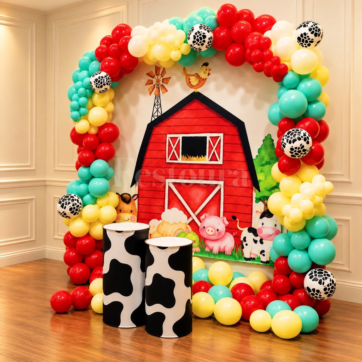 Farmyard Adventure Birthday Balloon Backdrop