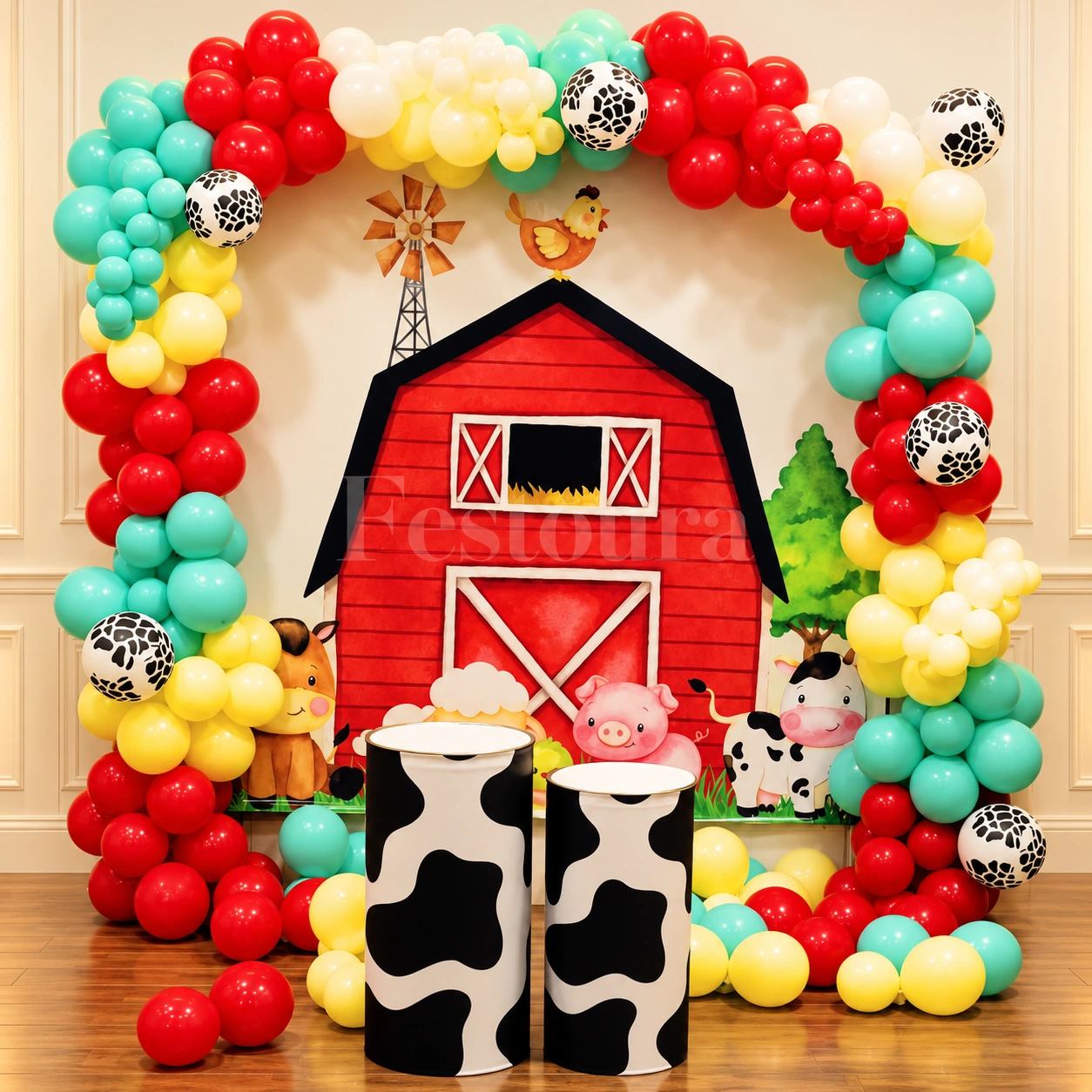Farmyard Adventure Birthday Balloon Backdrop