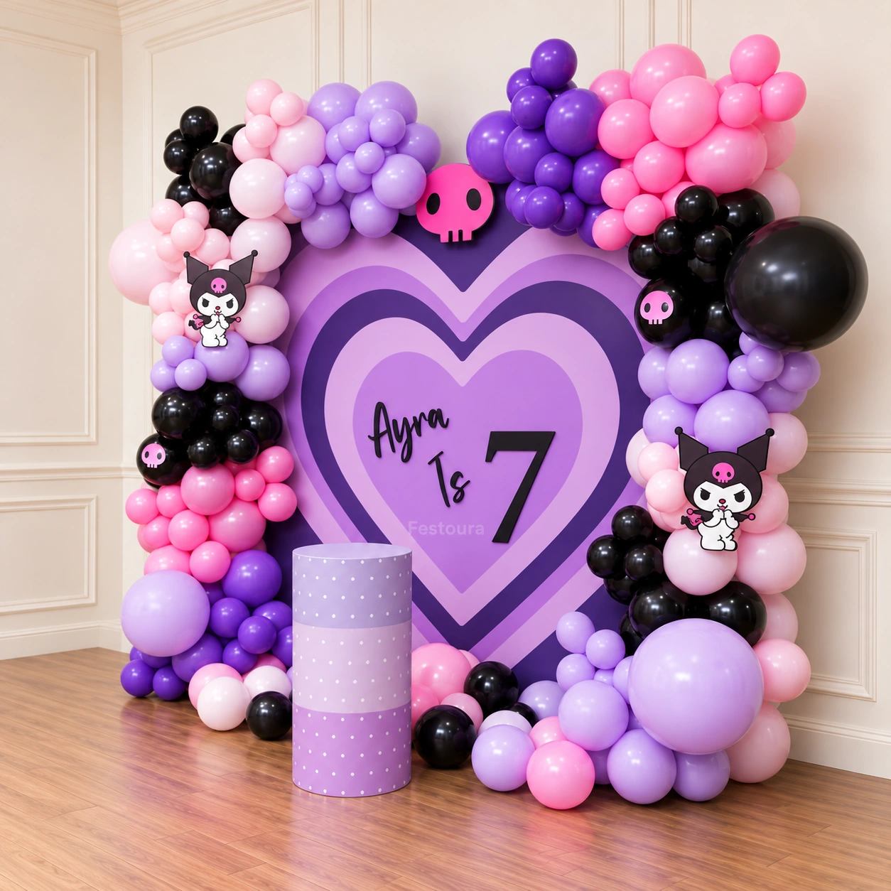 Vibrant Kuromi Theme Party Backdrop