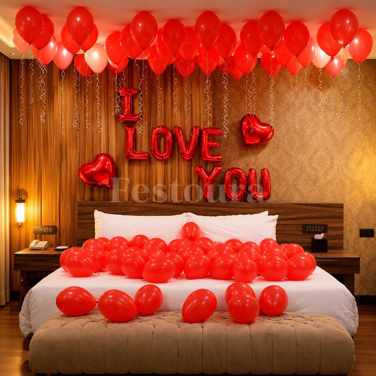 Romantic Red Foil and Balloon Anniversary Decor