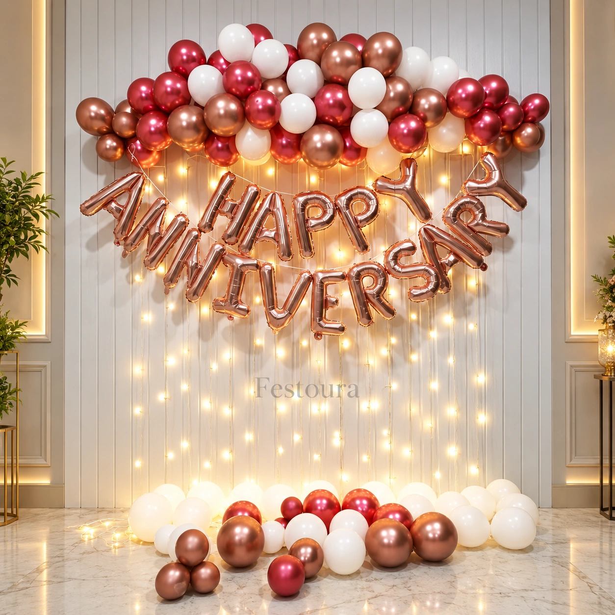Refined Rose Gold Anniversary Arch