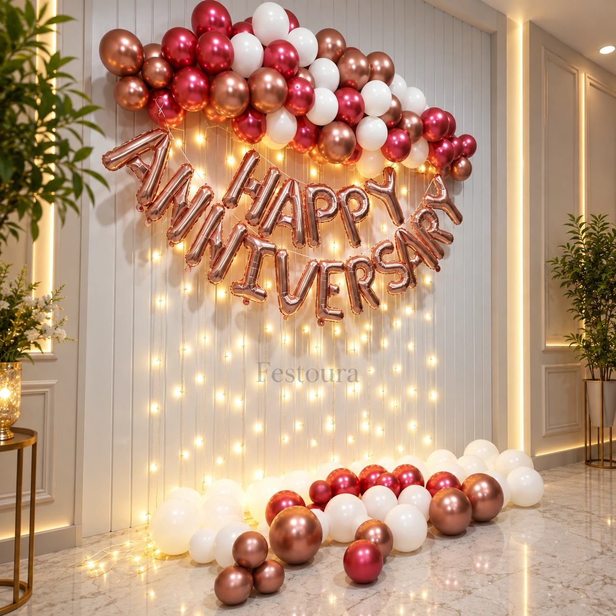 Refined Rose Gold Anniversary Arch