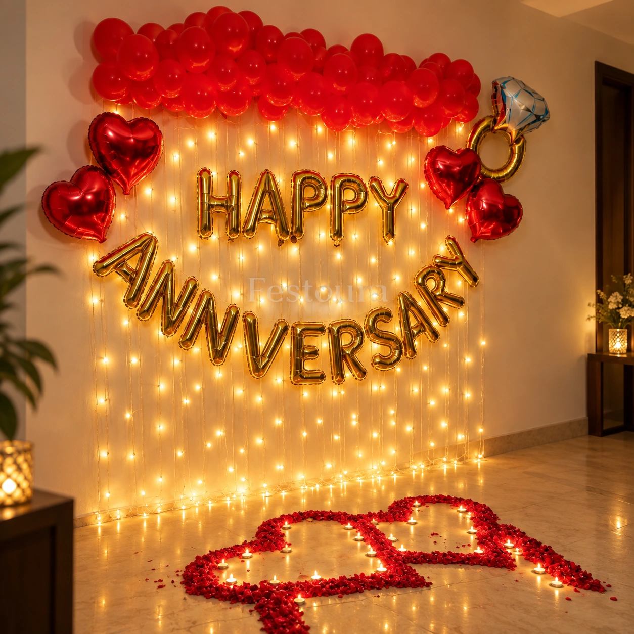 The Golden Milestone Anniversary Decor