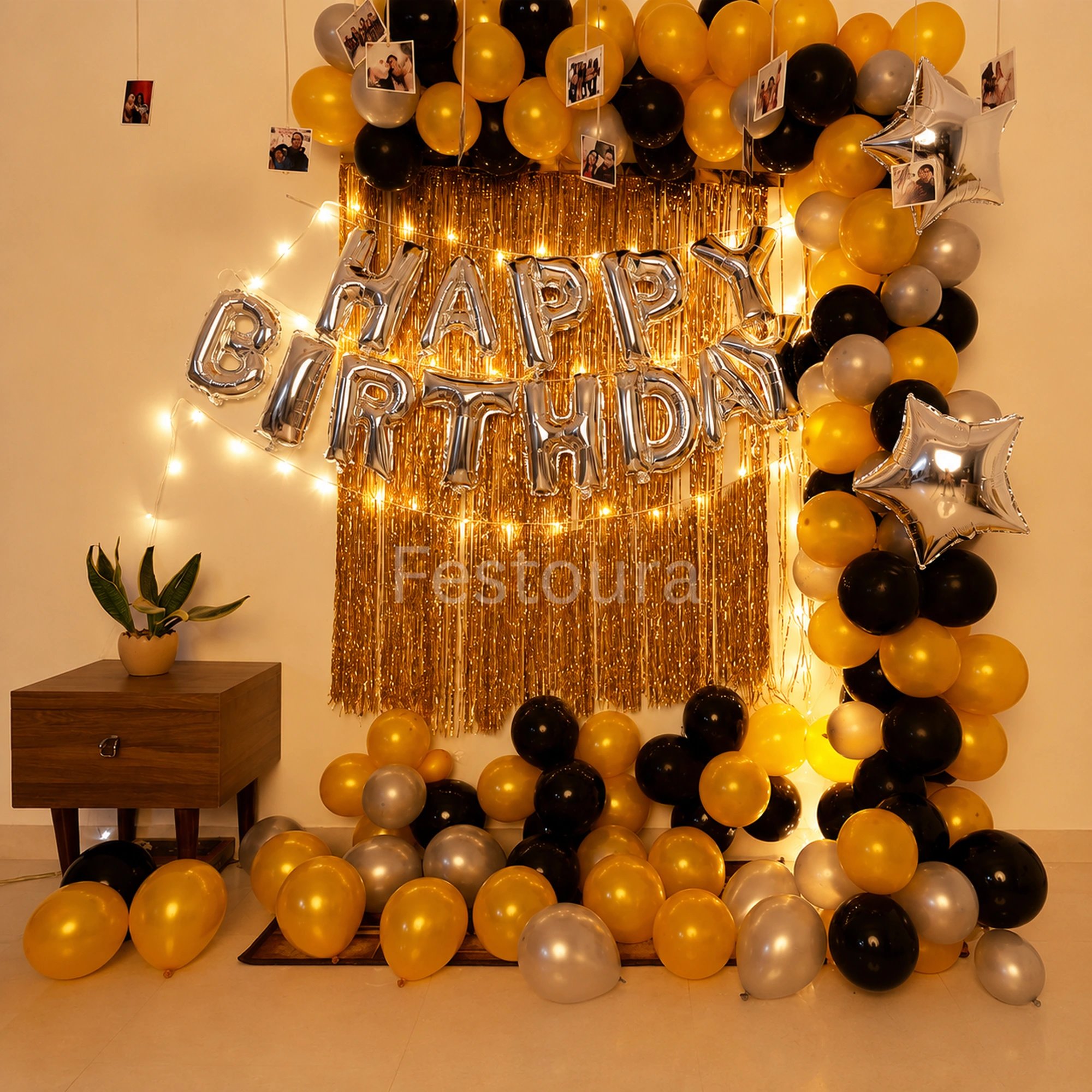 Shimmering Metallic Birthday Balloon Decoration