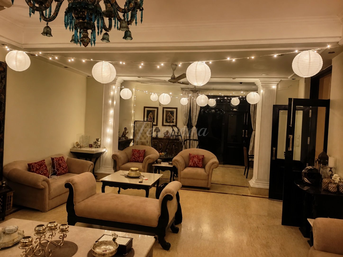 Glowing Paper Lantern & Fairy Light Decor