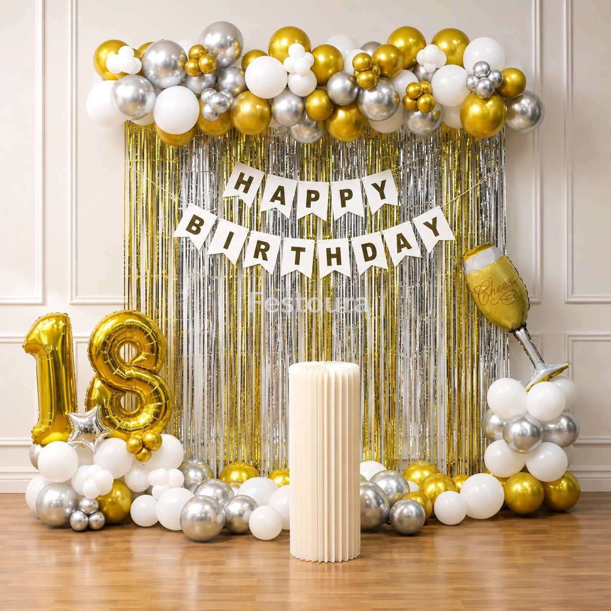 Metallic Radiance Birthday Backdrop
