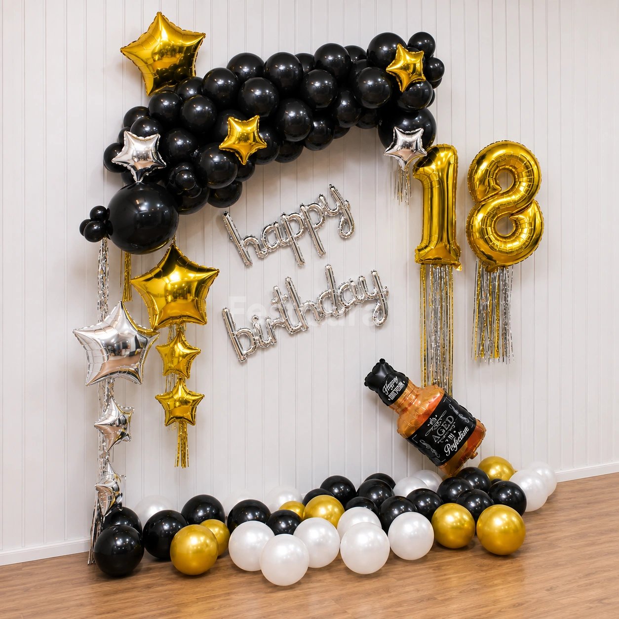Chic Monochrome Birthday Balloon Decoration