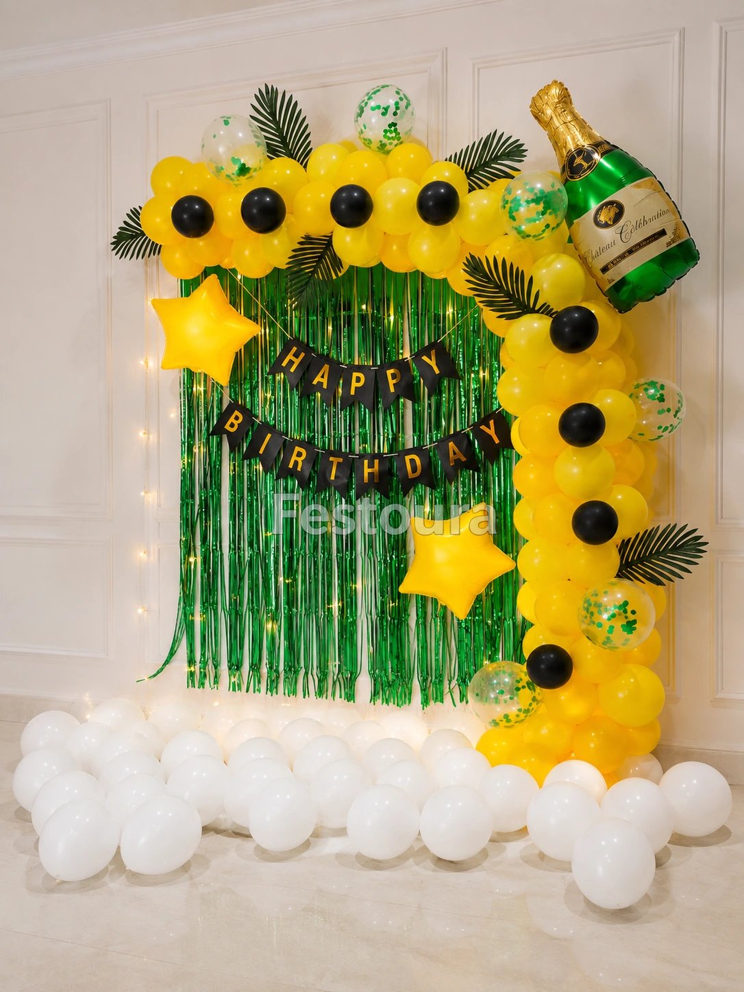 Lush Champagne Birthday Balloon Decor
