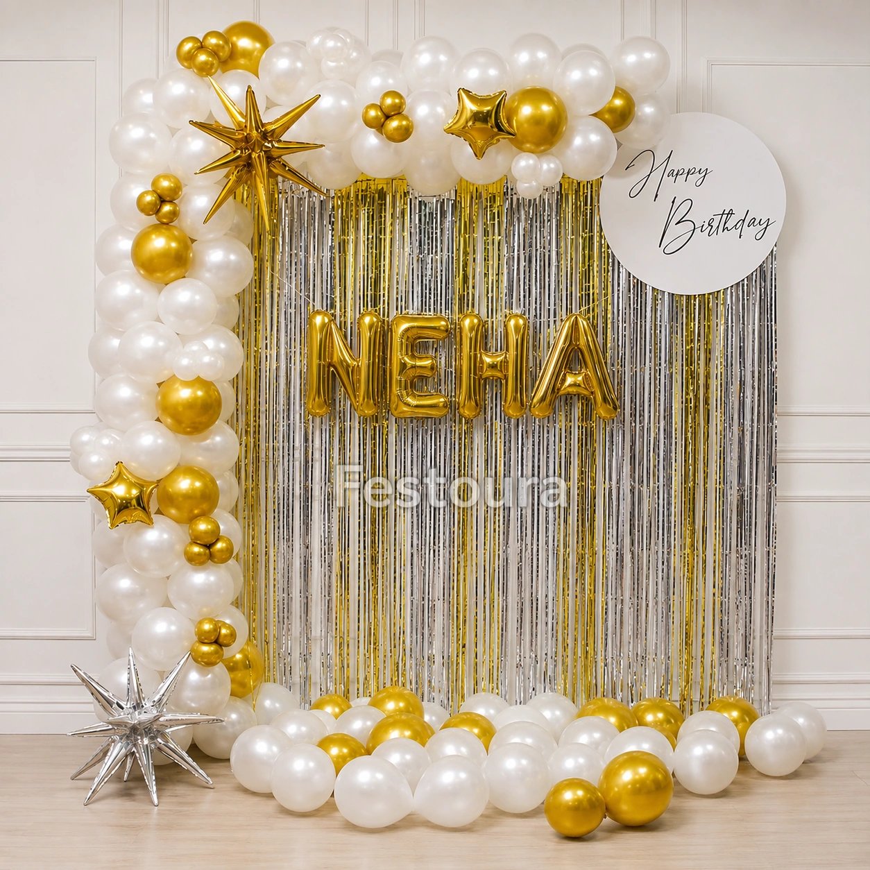 Celestial Chrome & Gold Celebration Decor