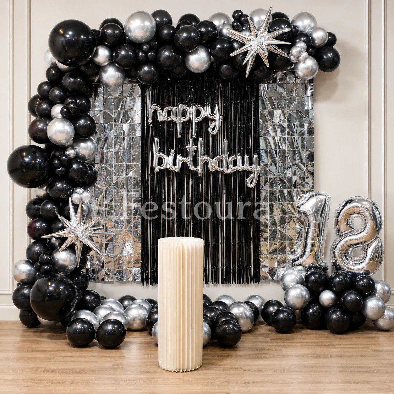 Sleek Silver and Obsidian Celebration Decor