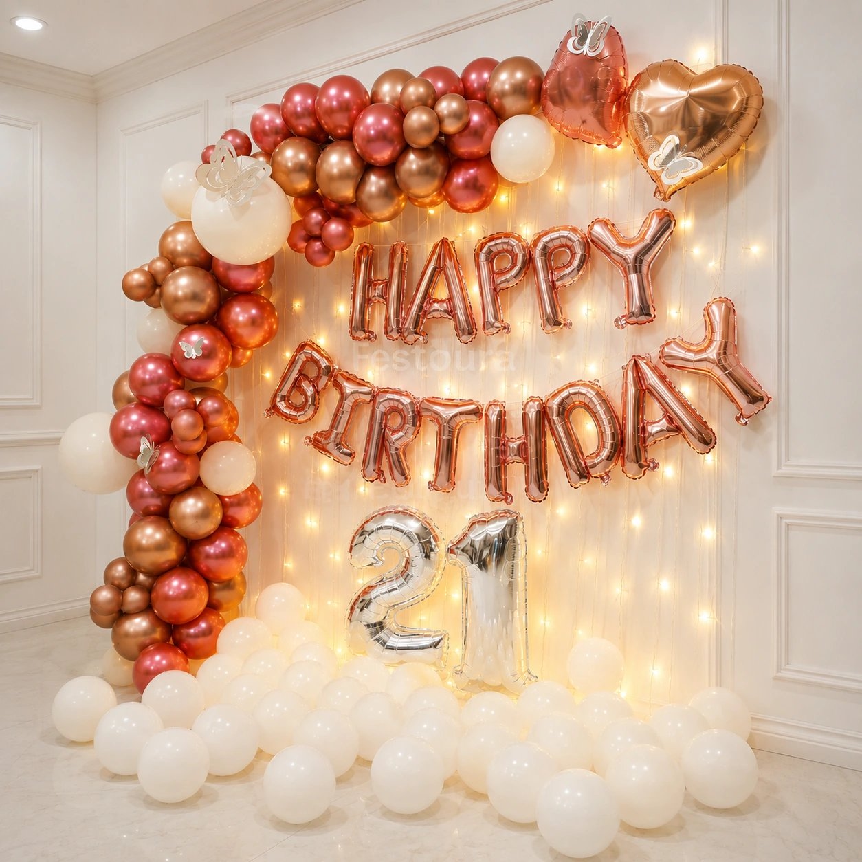 Radiant Rose Gold Birthday Backdrop