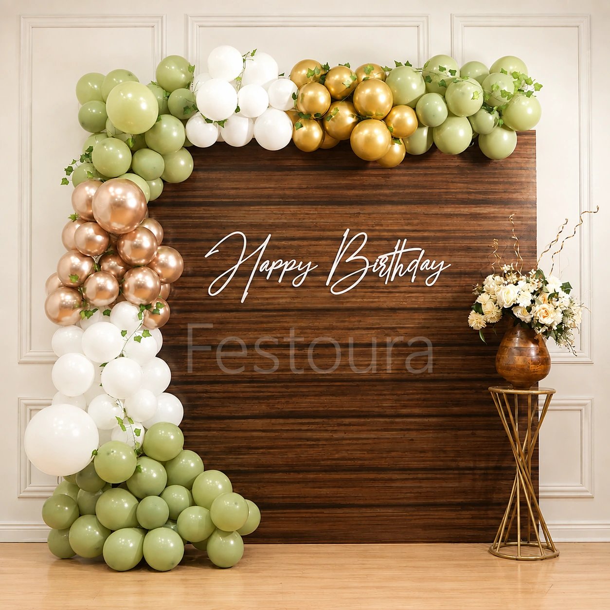 Rustic Wooden Backdrop Birthday Decoration
