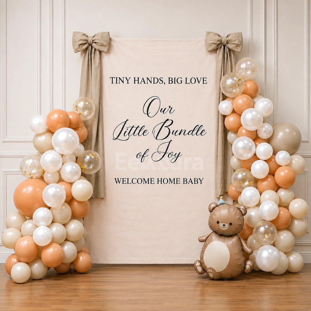 Soft Neutral Welcome Baby Backdrop