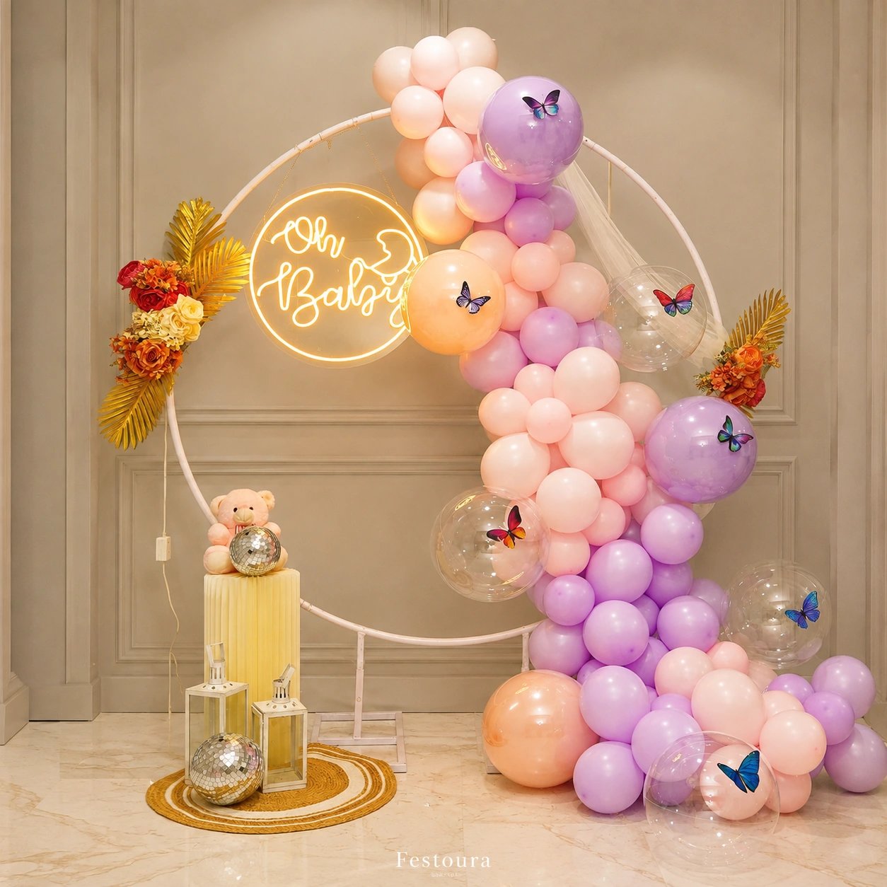 Pastel Butterfly 'Oh Baby' Welcome Backdrop