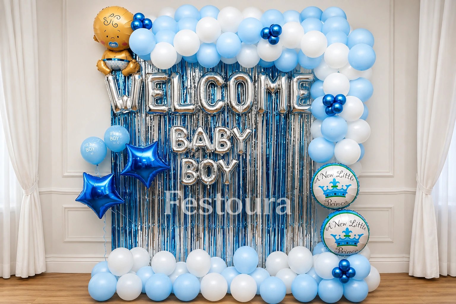 Little Prince Welcome Baby Balloon Backdrop