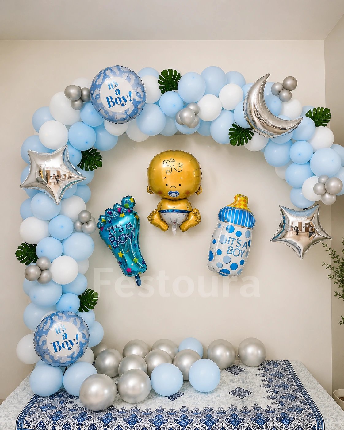 Celestial Blue Baby Arrival Backdrop