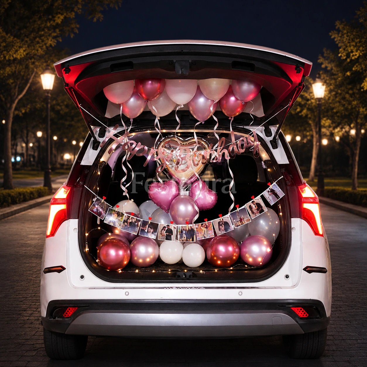 Rose Gold & Heart Car Boot Birthday Surprise