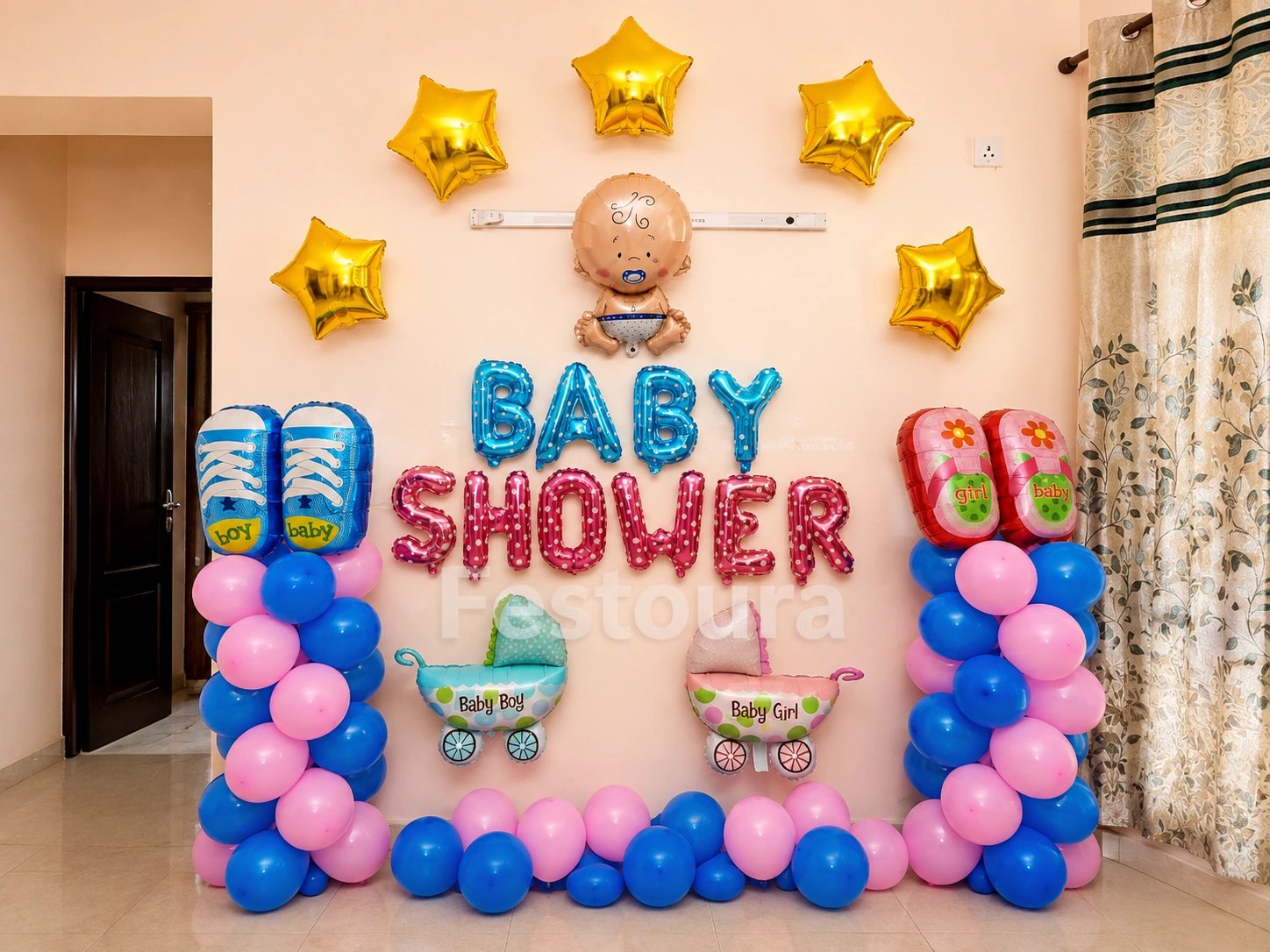 Elegantly Styled Baby Shower Balloon Arrangement