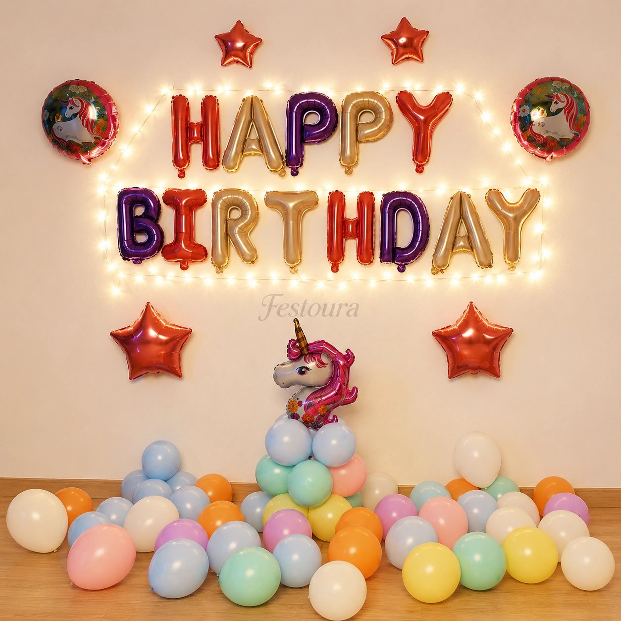 Pastel Unicorn Birthday Celebration Setup