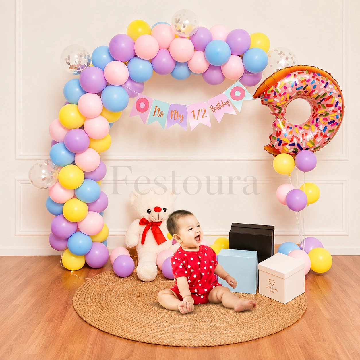 Sweet Half-Birthday Donut Balloon Arch Set