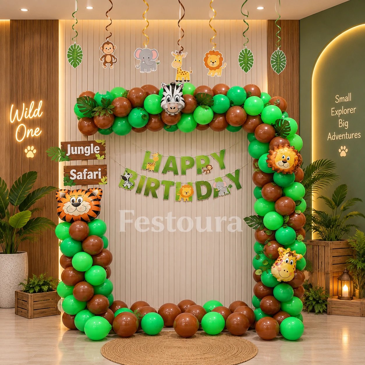 Jungle Expedition Birthday Balloon Setup