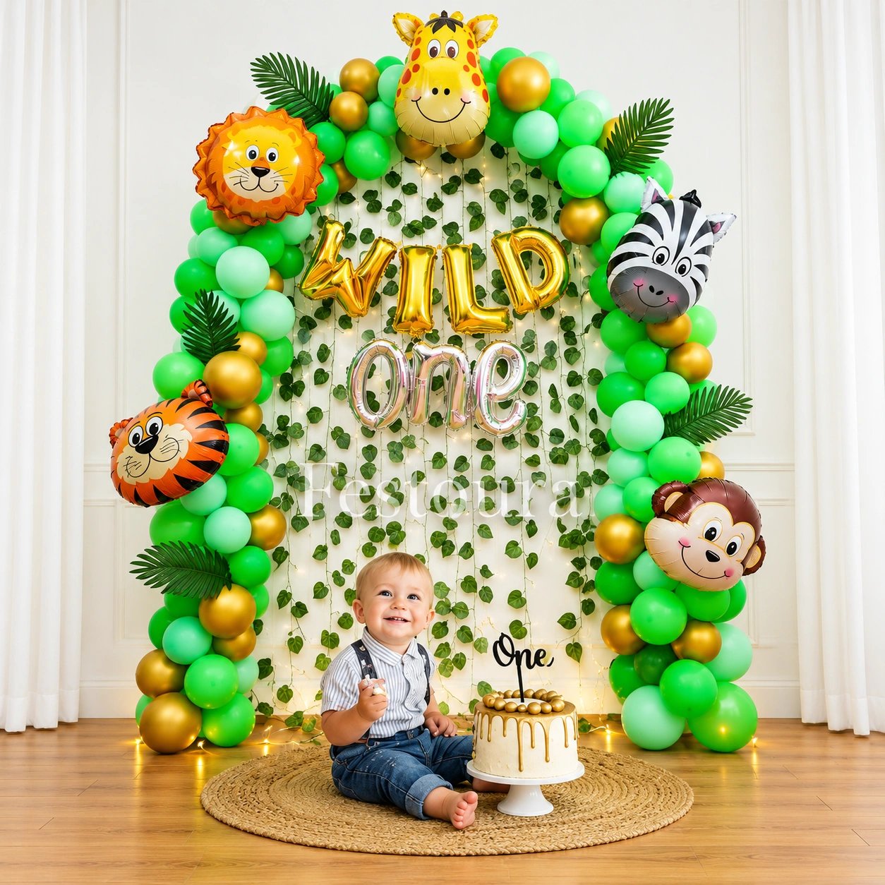 Wild One Jungle Birthday Backdrop