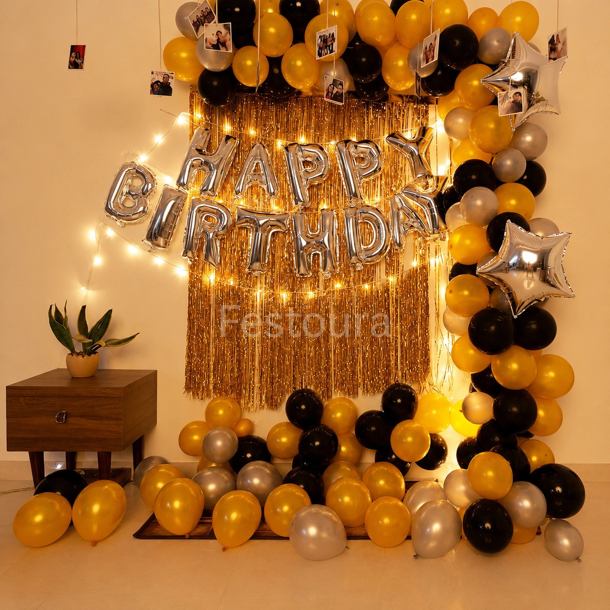 Shimmering Metallic Birthday Balloon Decoration