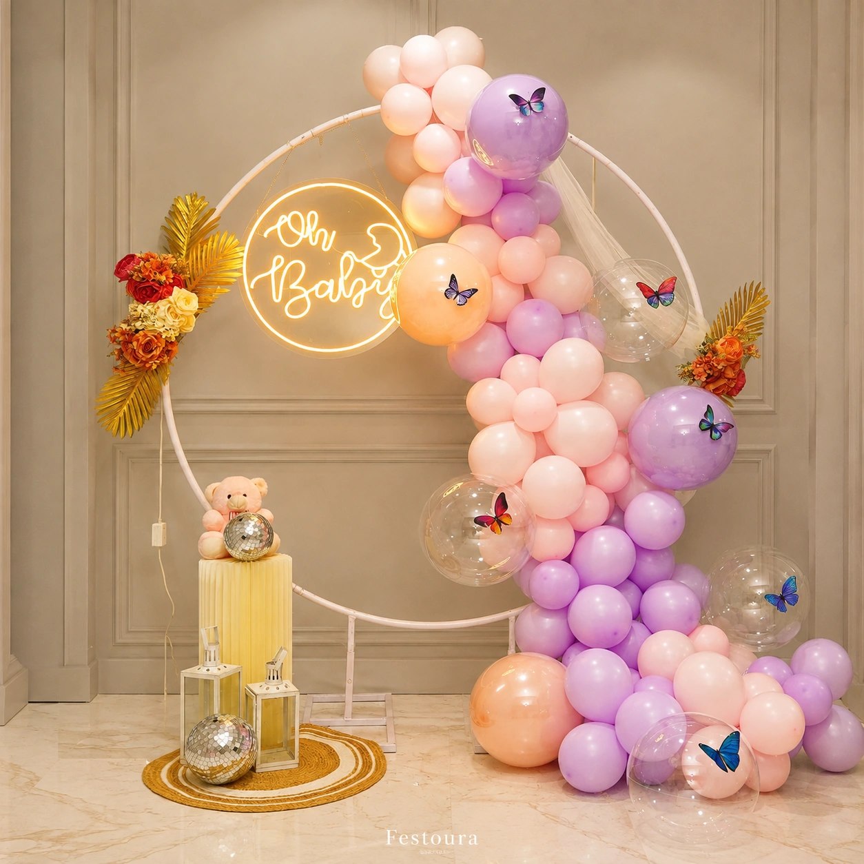 Pastel Butterfly 'Oh Baby' Welcome Backdrop