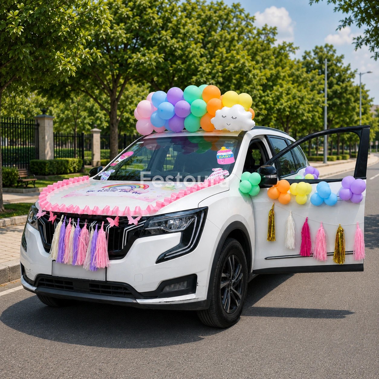 Soft-Hued Welcome Baby Car Celebration