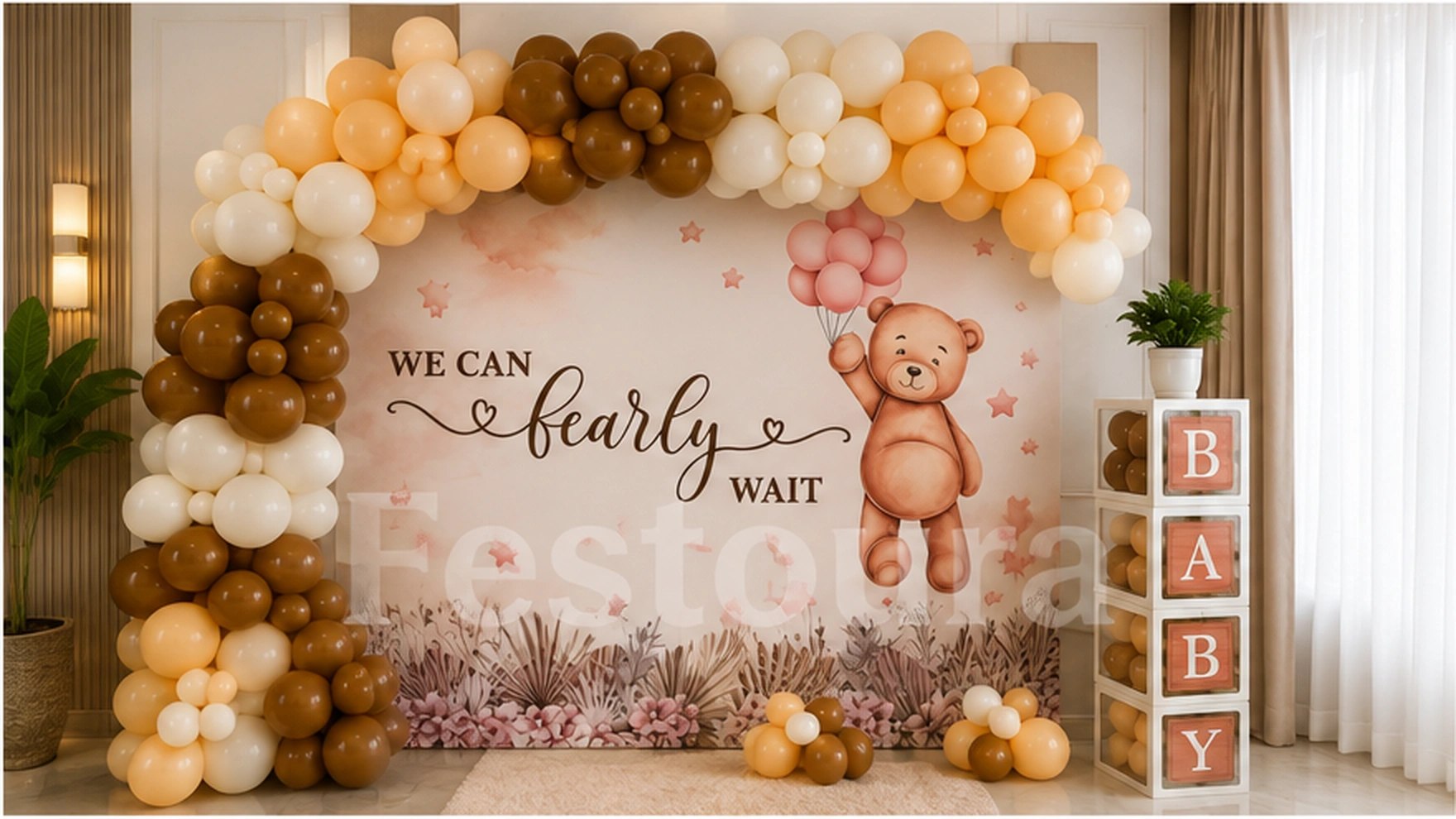 Ethereal Teddy Bear Baby Shower Backdrop