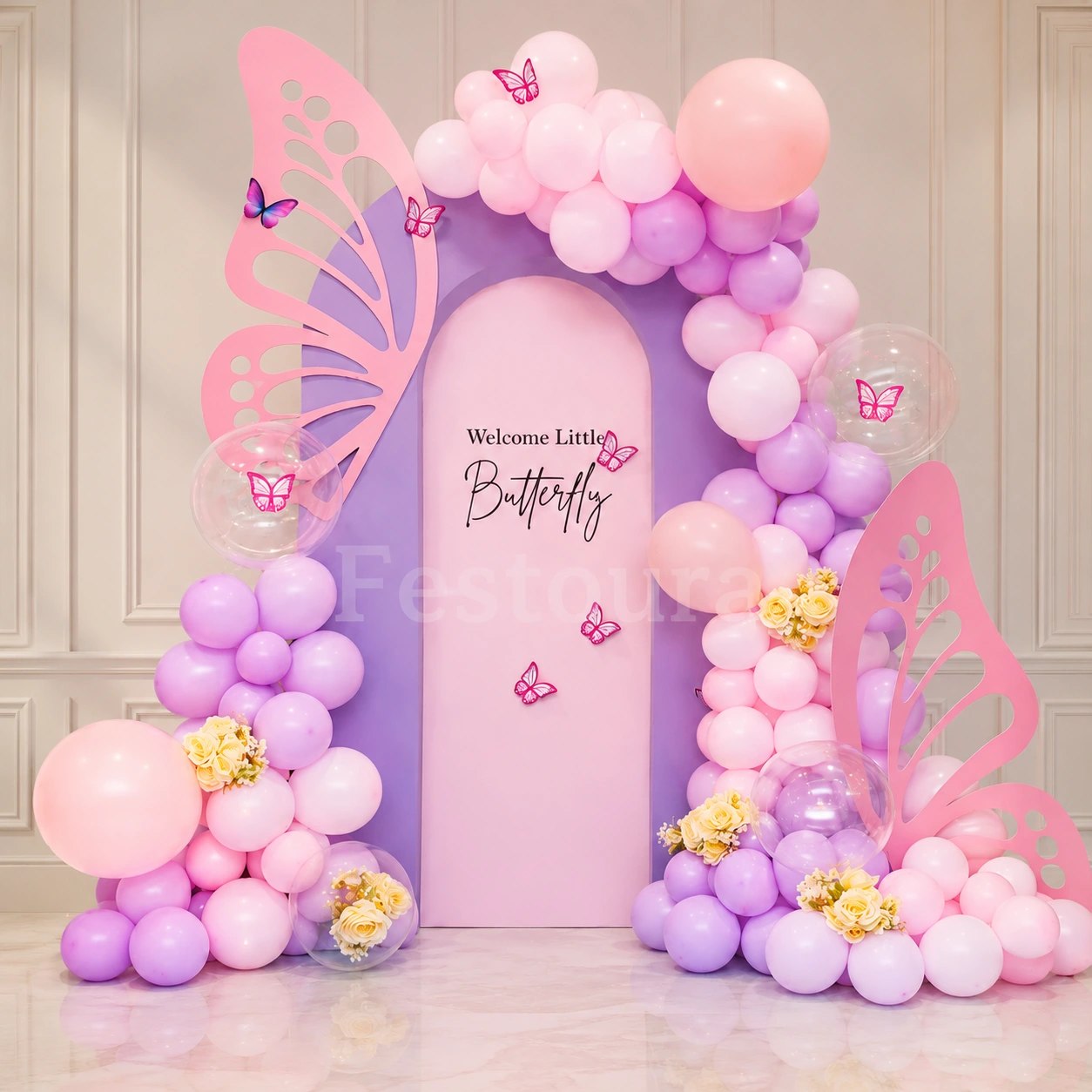 Graceful Floral & Butterfly Baby Shower Setup