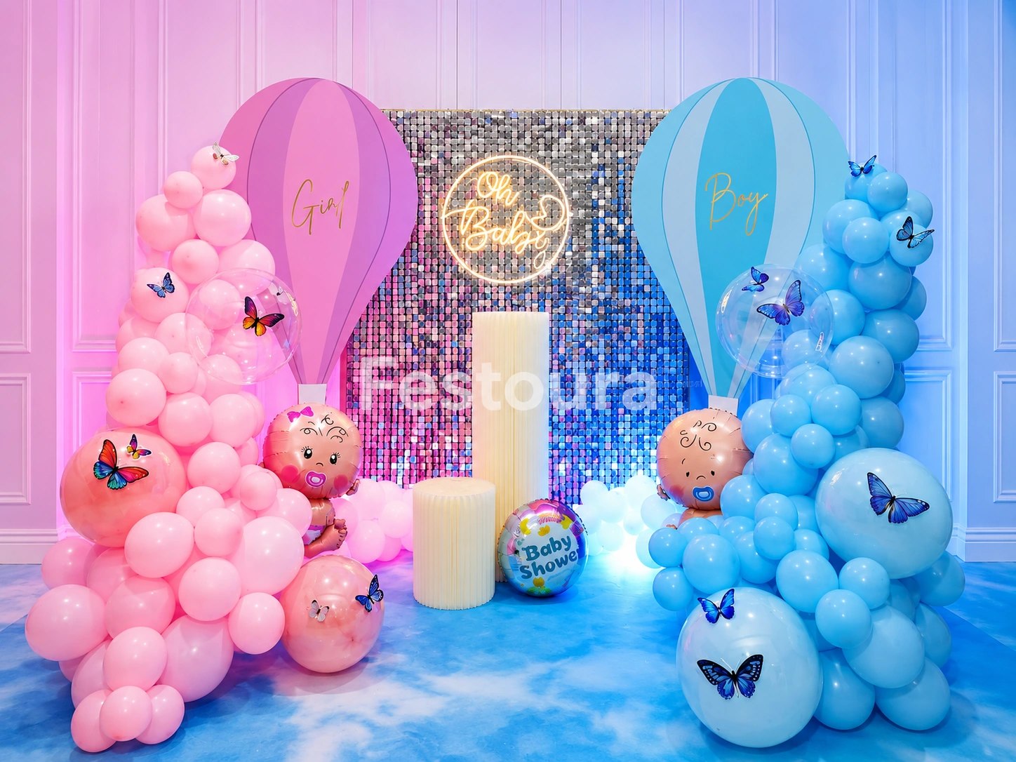 Whimsical Butterfly & Neon Baby Shower Decor