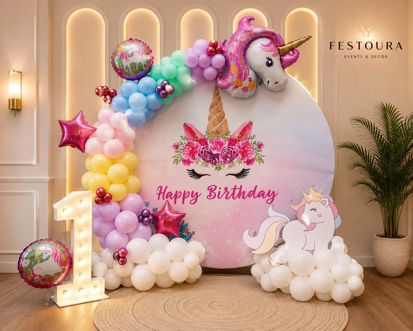 Enchanted Pastel Unicorn Ring Backdrop