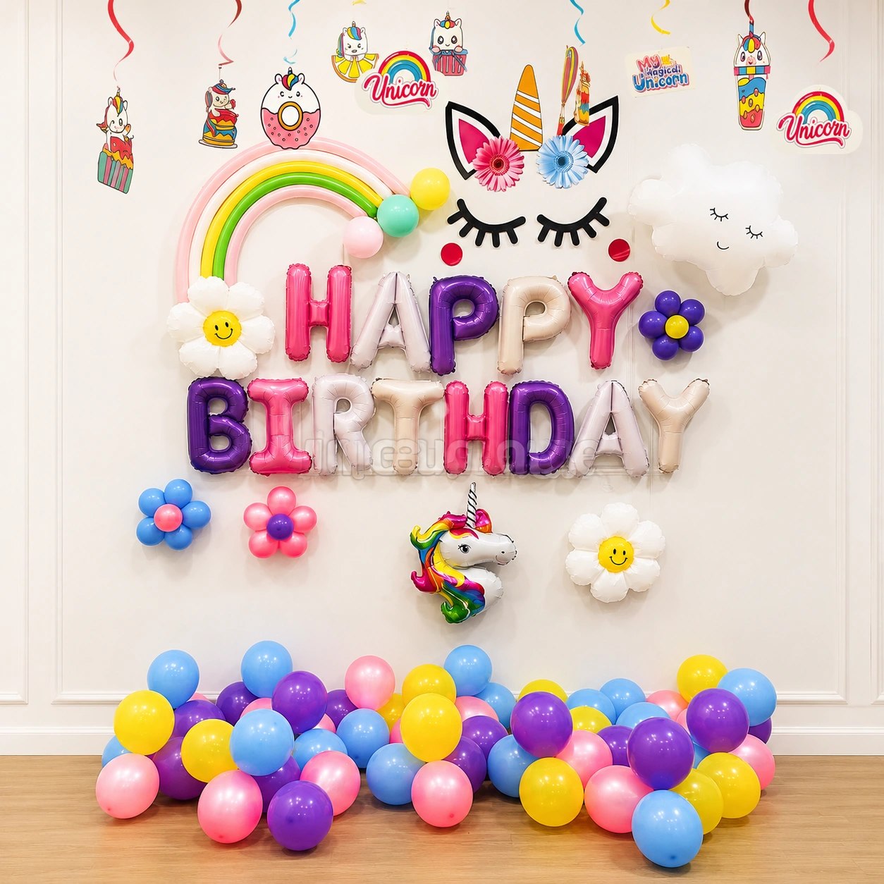 Pastel Unicorn Theme Birthday Balloon Decoration