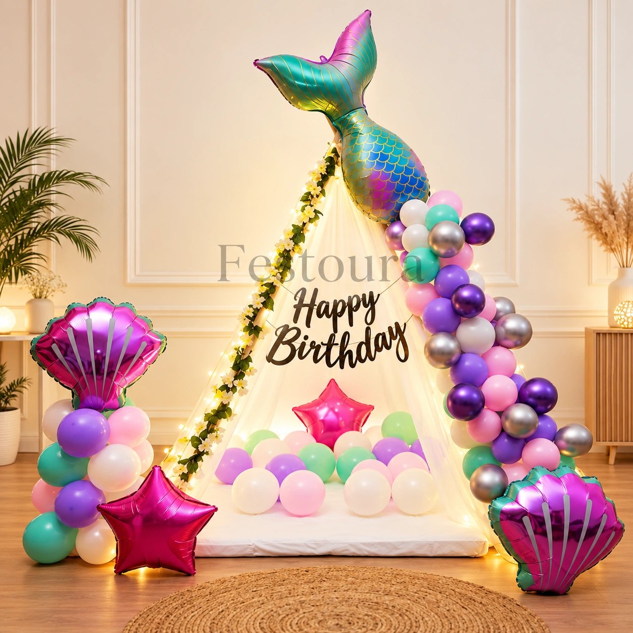 Enchanted Mermaid Canopy Birthday Celebration