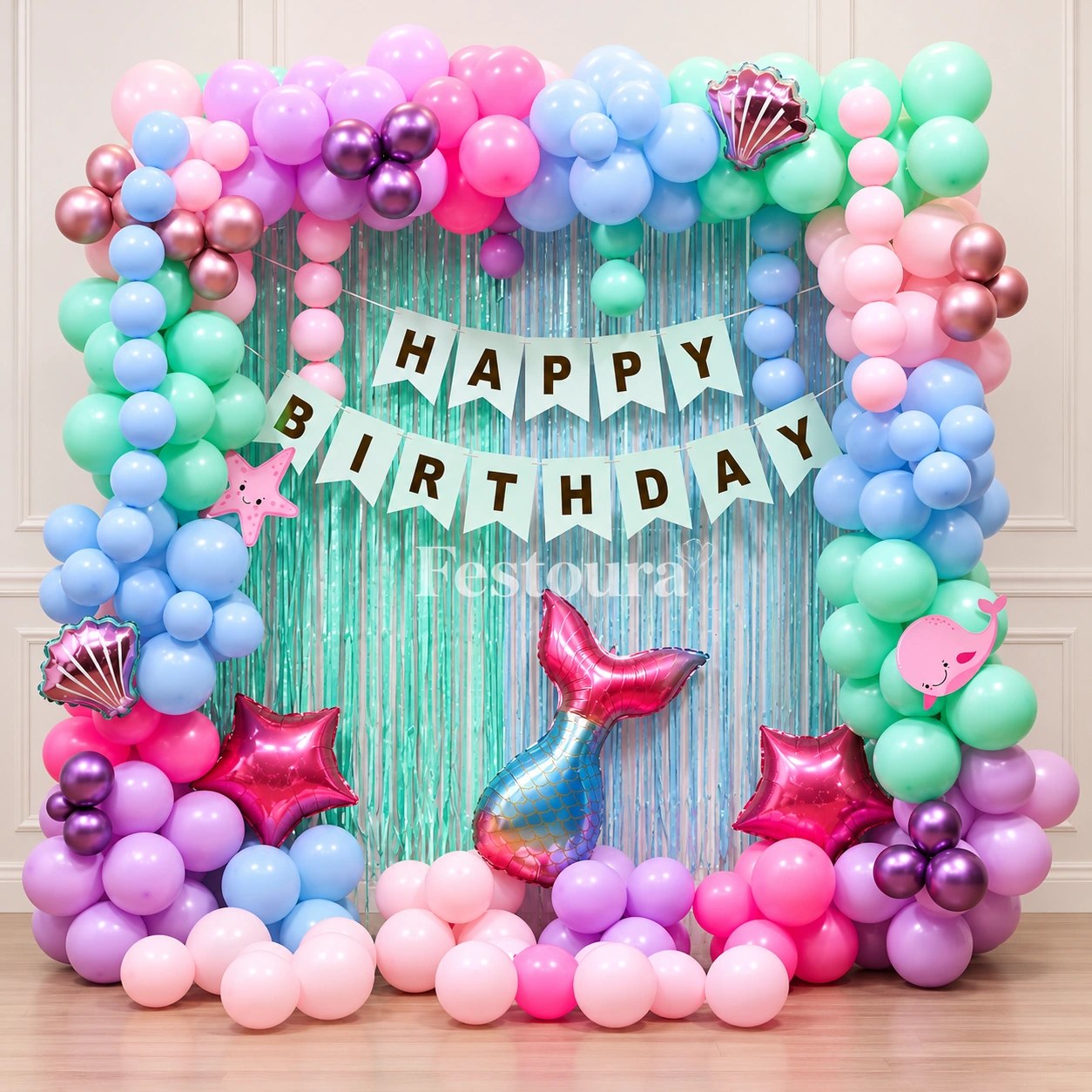 Pastel Mermaid Birthday Party Backdrop