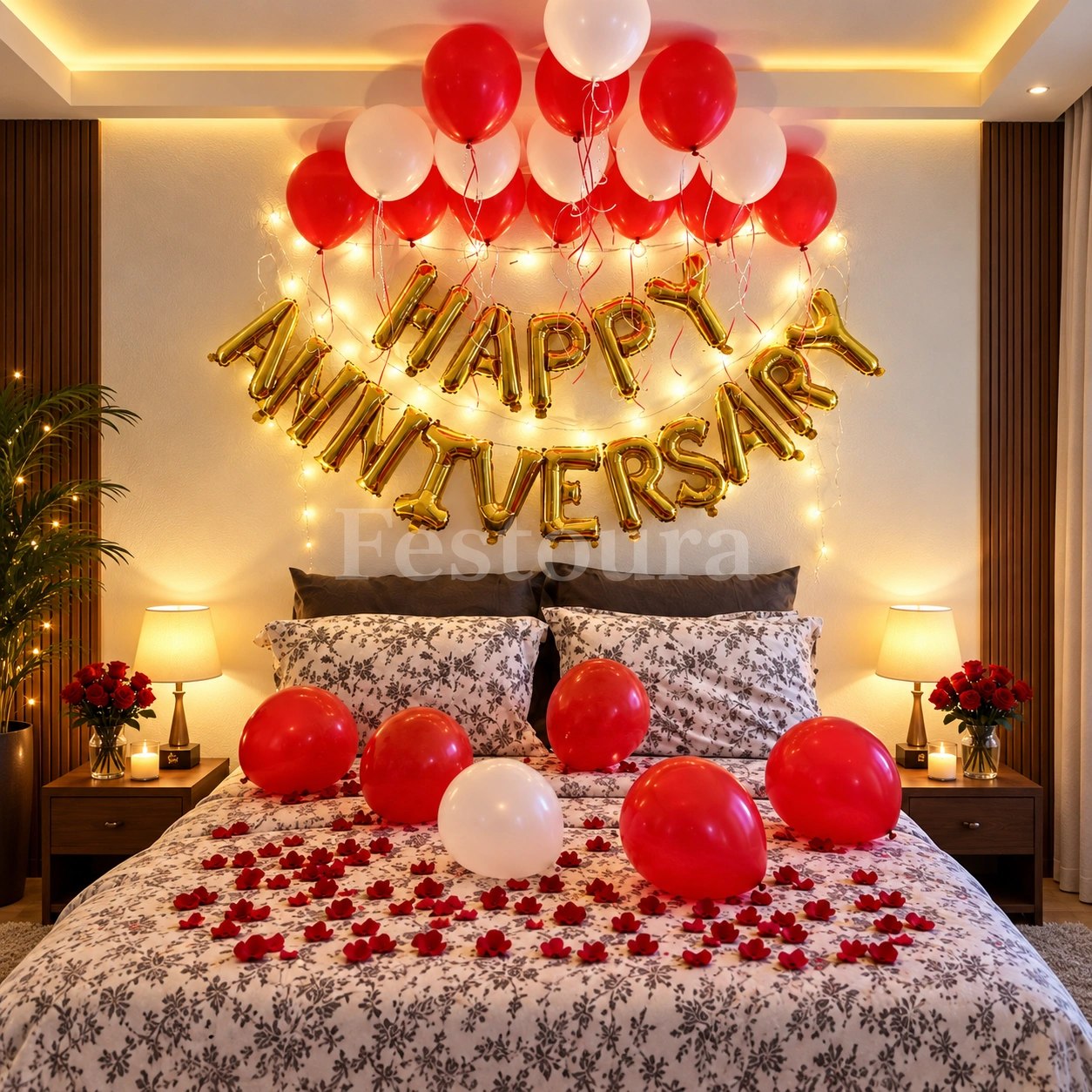 Golden Glow Anniversary Room Decor