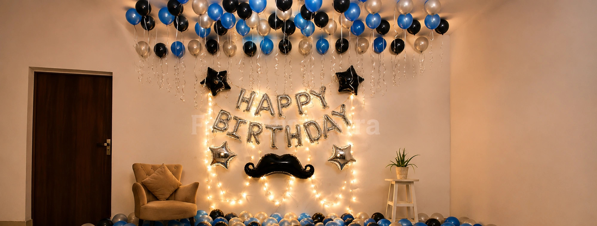 Starlit Blue and Silver Balloon Decoration
