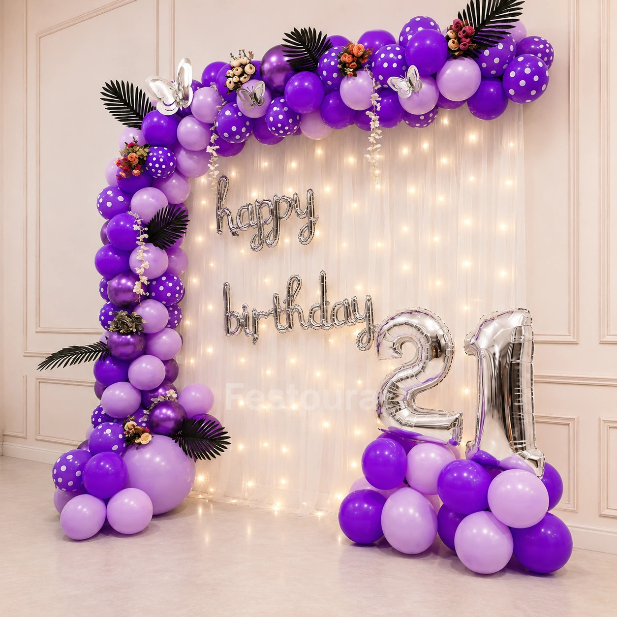 Luminous Orchid & Purple Balloon Celebration
