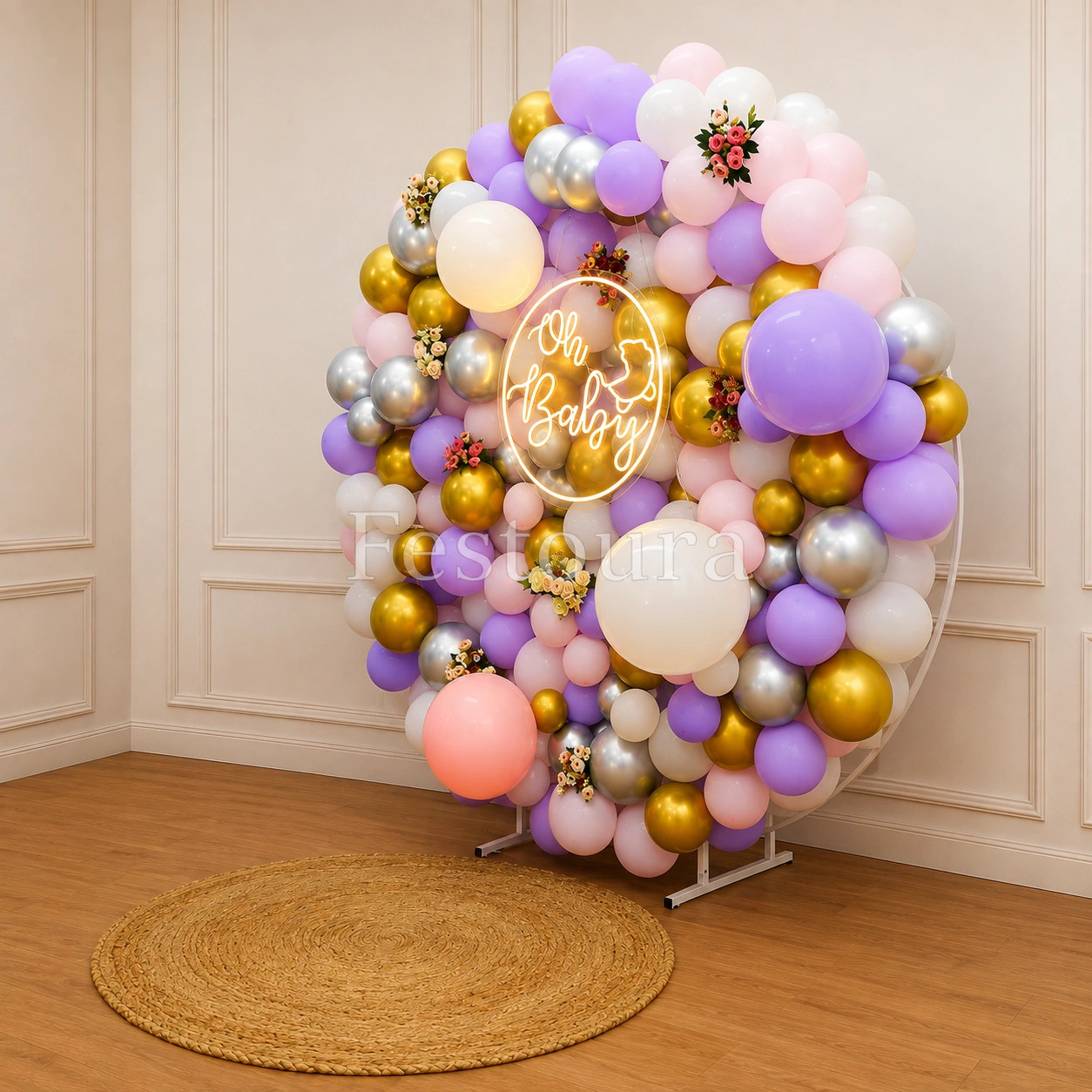 Pastel Oh Baby Neon Ring Backdrop