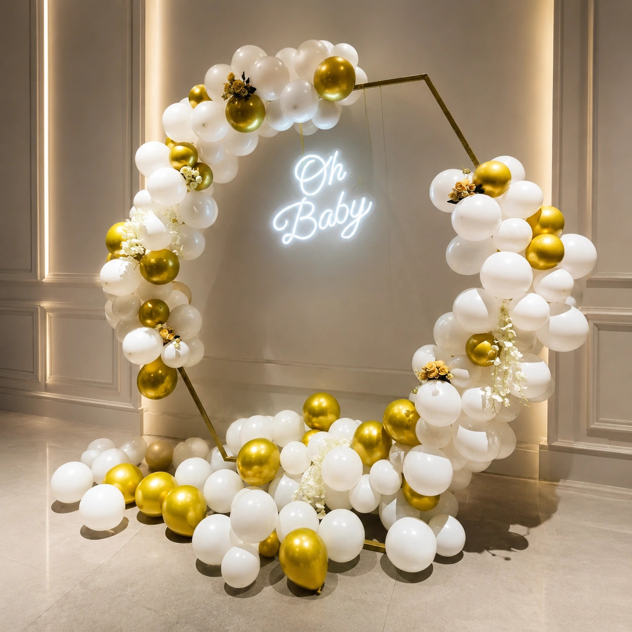Elegant Hexagon Oh Baby Backdrop