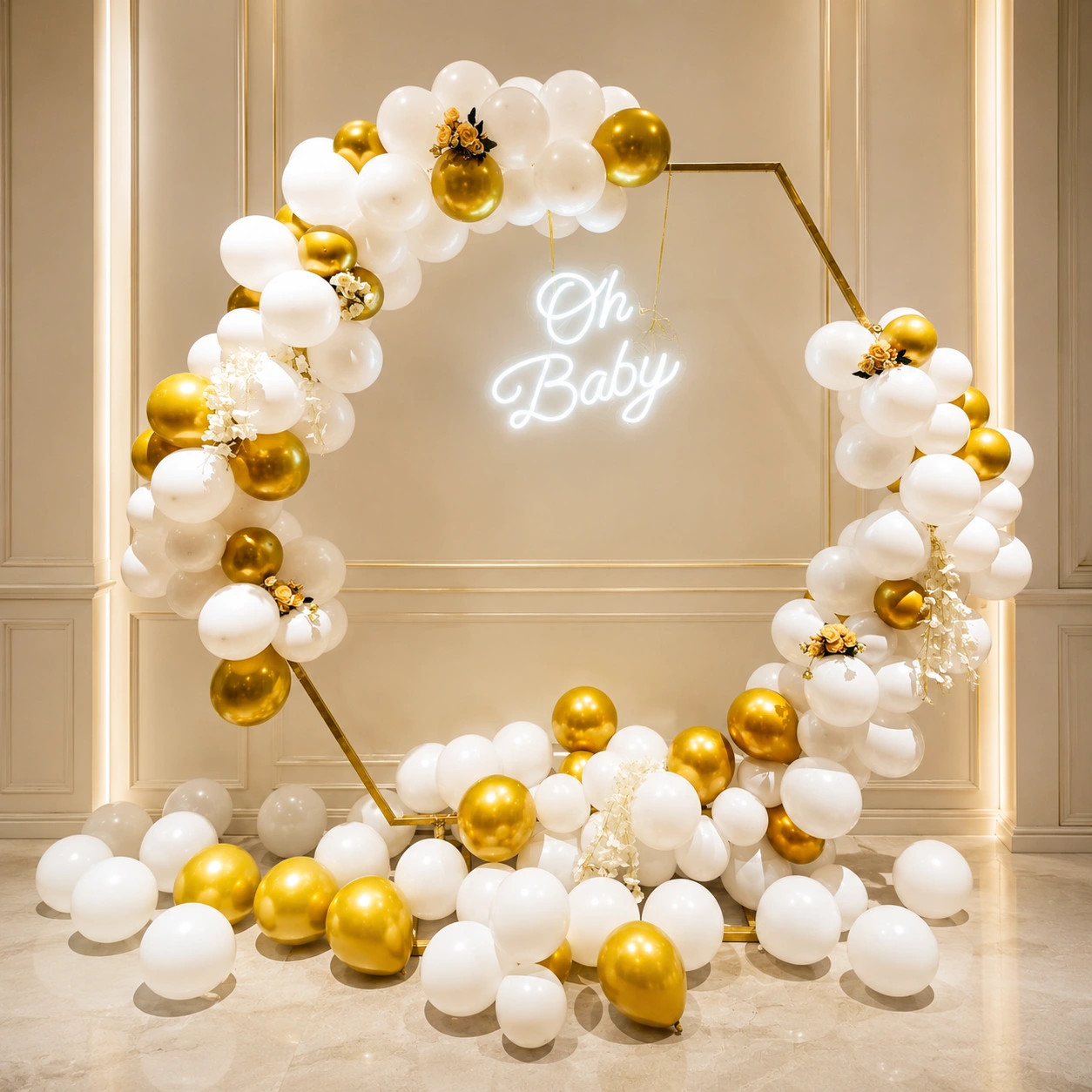 Elegant Hexagon Oh Baby Backdrop