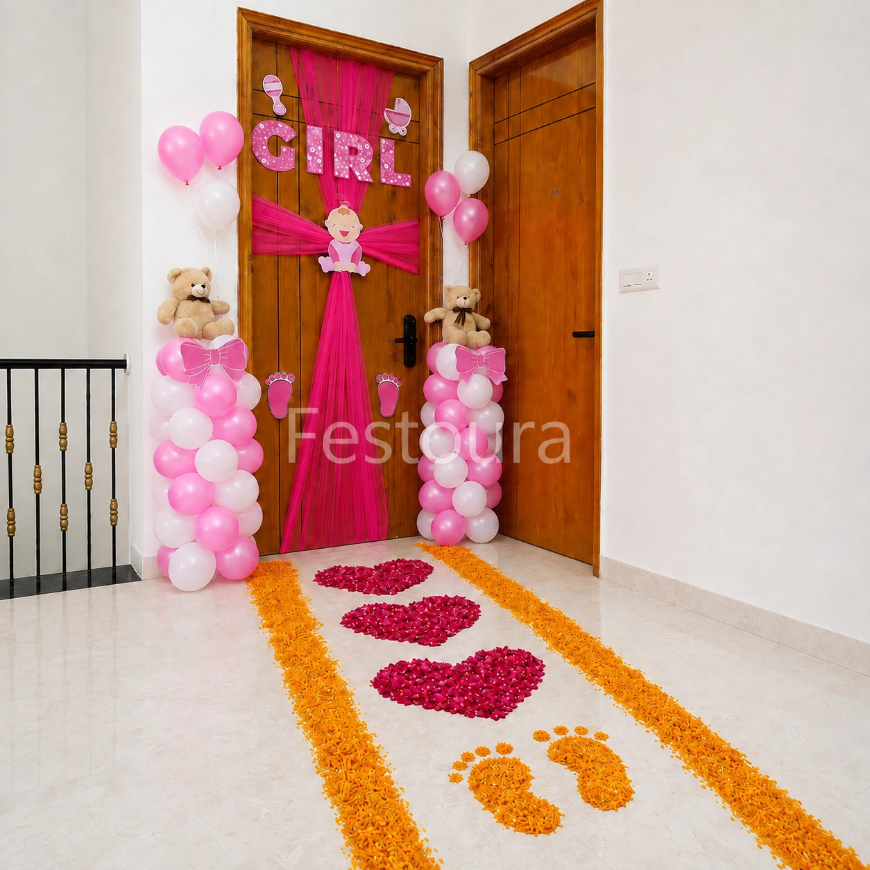 Soft-Hued Welcome Baby Entrance Decor